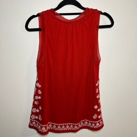 Anthropologie Akemi + Kin Chelsey‎ Embroidered Tank Top Red White Size XS Boho - Picture 5 of 11